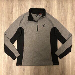 Spyder Waffle Knit 1/4 Zip Sweater Sweatshirt Men's Size Large Half Zip Gray